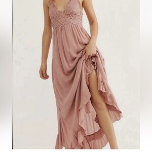 Adela Maxi Slip Dress in Pink